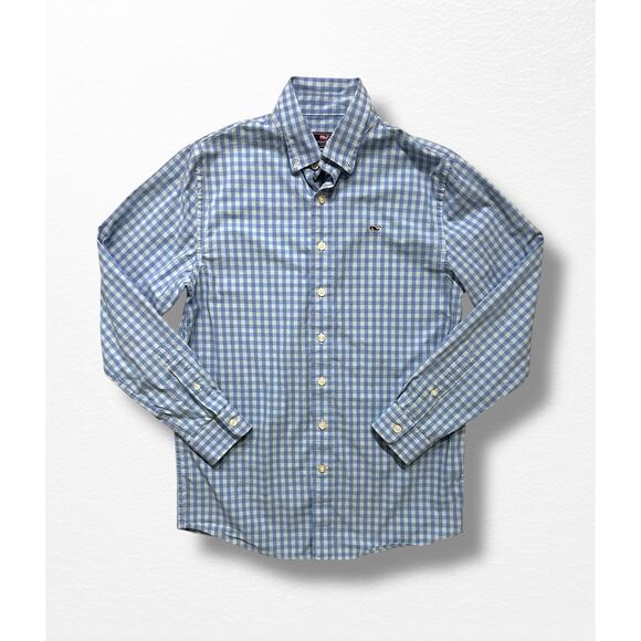 Vineyard Vines Boys’ Blue Gingham Whale Shirt, Size 16 - Picture 4 of 6